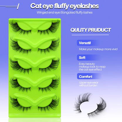 Piccolas  5 pairs Cat Eye Eyelashes Natural False Lashes