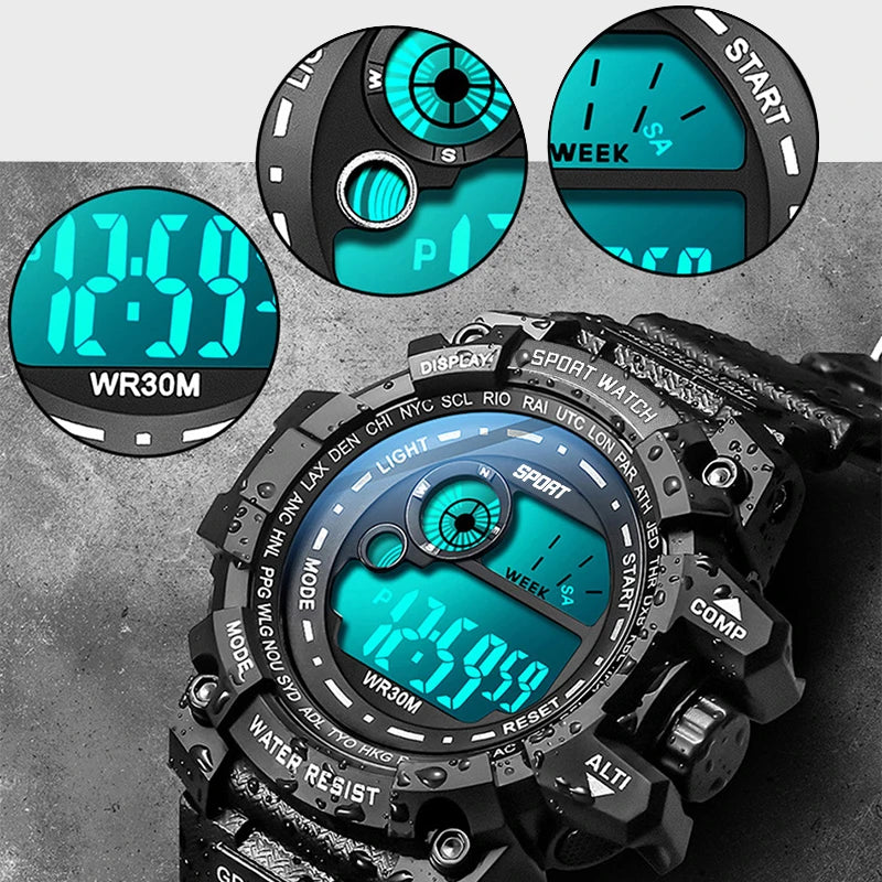 Piccolas Men LED Digital Watch Sport Waterproof Watch