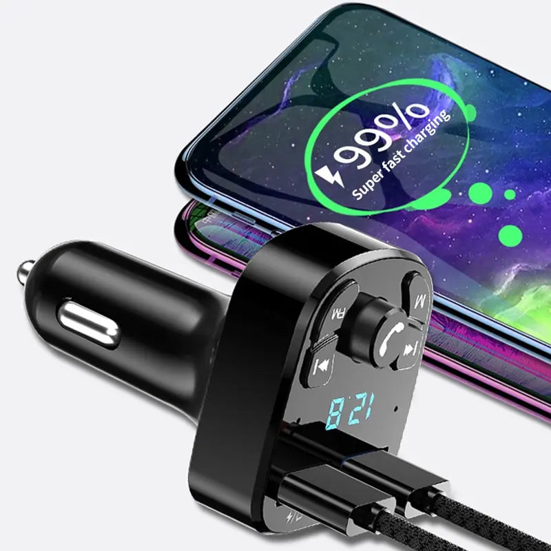 Piccolas Dual Usb Fast Charger Fm Bluetooth Receiver Car Kit