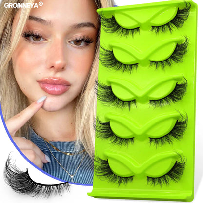 Piccolas  5 pairs Cat Eye Eyelashes Natural False Lashes