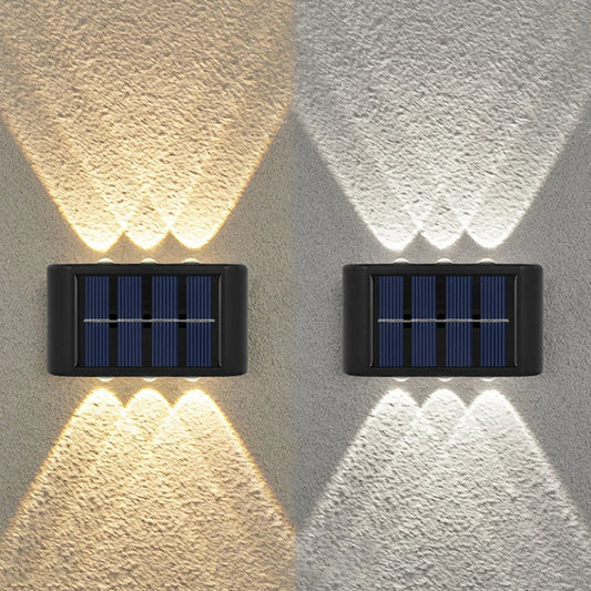 6LED Solar Lights, Outdoor Waterproof Atmosphere Wall Lamp,Up And Down Light Control for Garden Yard Street Balcony Terrace Deco