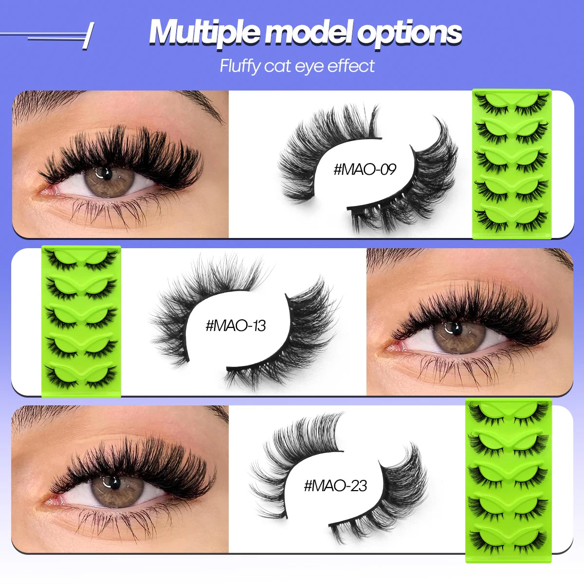 Piccolas  5 pairs Cat Eye Eyelashes Natural False Lashes