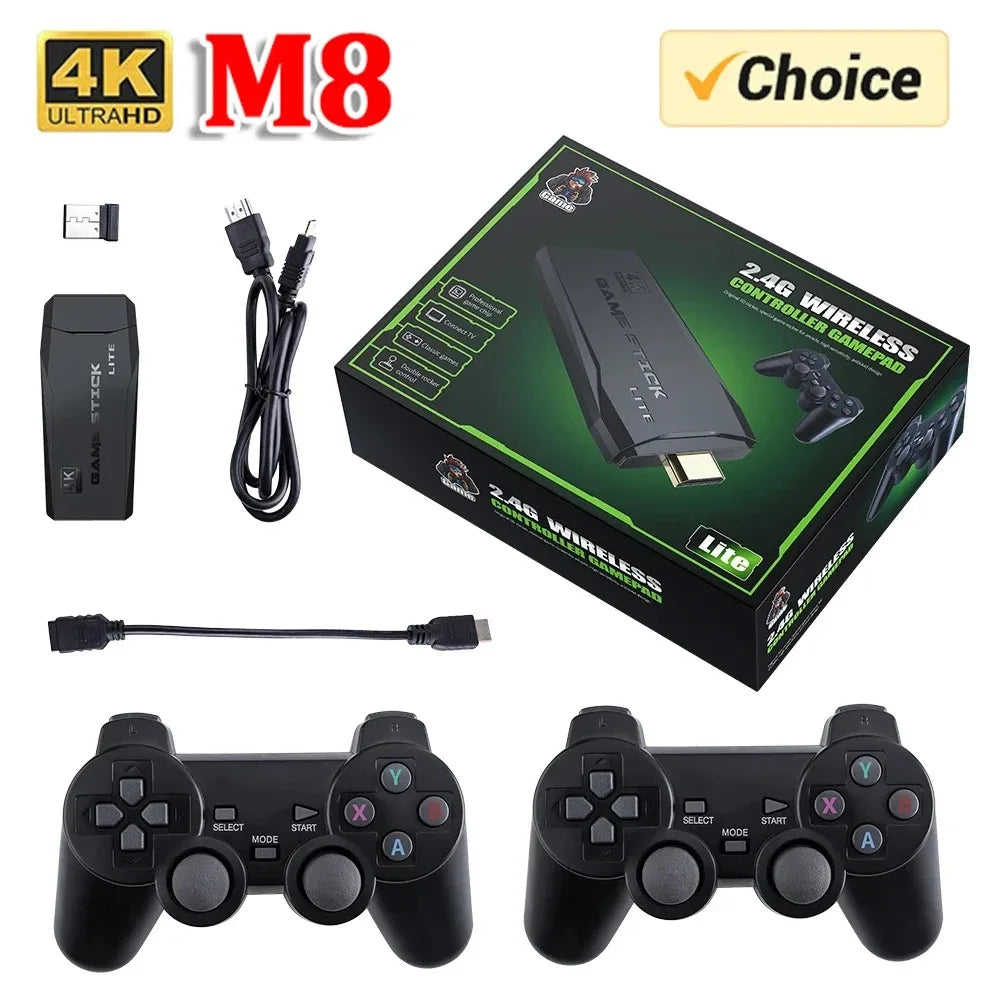 Video Game Sticks M8 Console 2.4G Dual Wireless Controller Game Stick 4K 20000 games 64GB Retro game For Xmas Gift