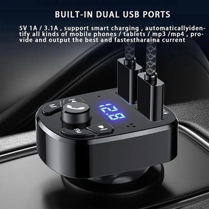 Piccolas Dual Usb Fast Charger Fm Bluetooth Receiver Car Kit
