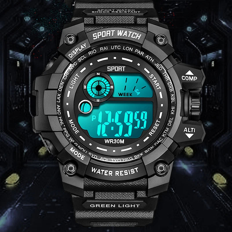 Piccolas Men LED Digital Watch Sport Waterproof Watch